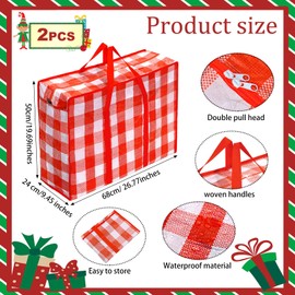 Yeshone 2 Pcs Extra Large Christmas tree Storage Bags 27 x 20 Inch Oversized Christmas Tree Storage Bag Xmas Heavy Duty Containers for Xmas Trees Ornaments Baubles Decorations (Red-White, Plaid)