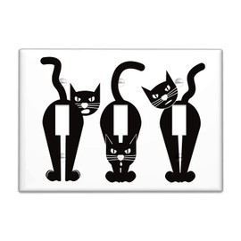 Funny Cat Black Light Switch Cover Decorative 3 Gang Wall Plate Triple Toggle Lightswitch Cover Plate for Bedroom Kitchen Home Decor