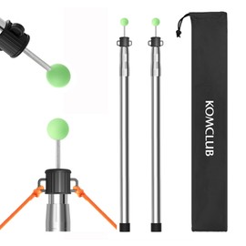 KOMCLUB Telescoping Tent Tarp Pole Adjustable Tarp Poles 3 Section Heavy Duty Canopy Poles Stainless Steel Portable Camping Poles 33"-86.61" for Hiking Car Canopy Awning 2Pcs Set (Silver)