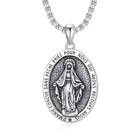 Shusukue Saint Michael Necklace Sterling Silver Archangel Necklace Religious Pendant Amulet Jewellery for Christian, Sterling Silver