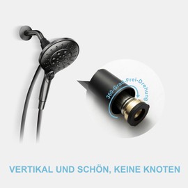 OFFO Shower Hose, 3 m, PVC Universal Shower Pipe with Shower Hose, Washing Machine, High Pressure Shower Hose for Bathroom Fittings, Replacement, Black