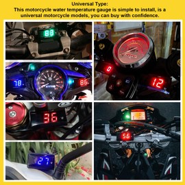 Motorcycle Water Temperature Display, Digital Water Thermometer Fahrenheit Temperature Display, LED DC 12V Water Temperature Display with Temperature Sensor Adapter (BLUE)