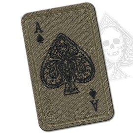 M-Tac Ace of Spades Embroidered Patch Death Card - Tactical Morale Patch for Military Gear - Army Combat Hook and Loop Patches (Ranger Green)