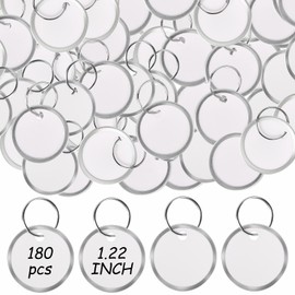 180Pcs Metal Rim Tags Round Paper Metal Rim Key Tags with Split Rings Paper Key Identifiers Writable Bulk Key Tags Small Coded Key Chain for Keys, Pets, Luggage, Bags, Backpack