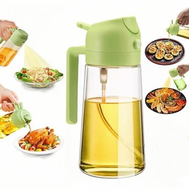 Botella dispensadora de aceite para cocina, botella de aceite de oliva de 16 onzas / 470 ml, dispensador de aceite de oliva 2 en 1 y pulverizador de aceite - pulverizador de aceite para freidora de