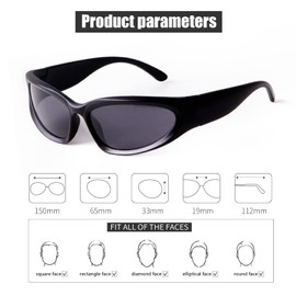 VIA LEECA Wrap Around Trendy Sunglasses For Women Men Sport Fashion Goggle Futuristic Shades Sun Glasses,2 Packs