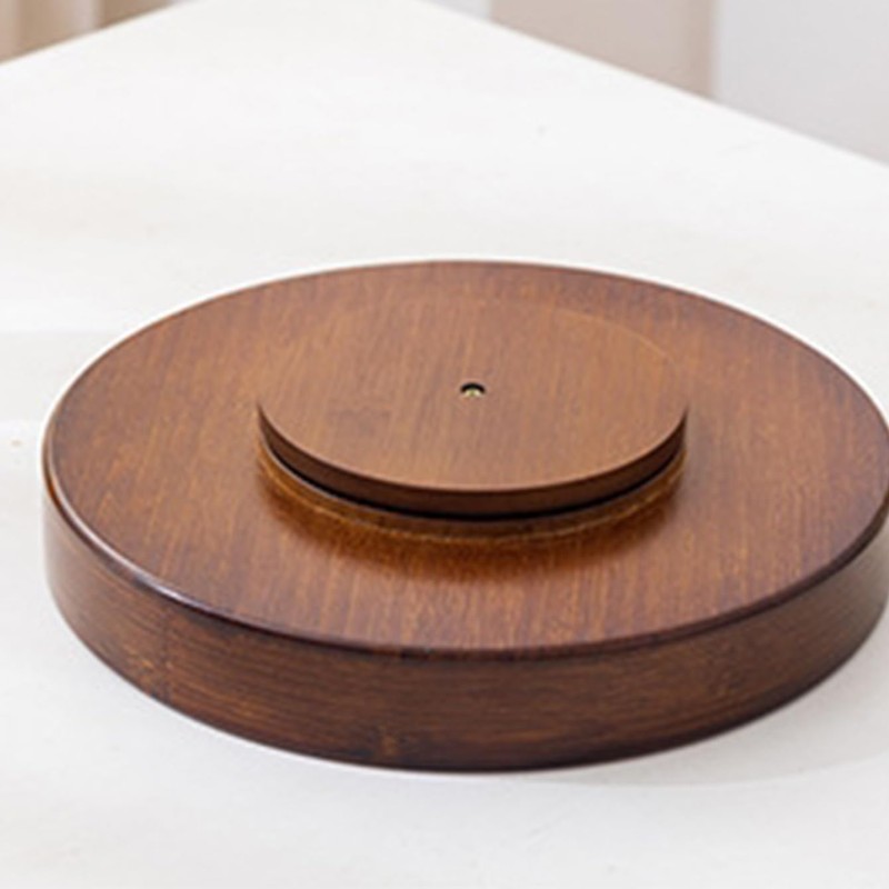 Bamboo Lazy Susan Organizer, 12'' Turntable Bamboo Tray with Removable