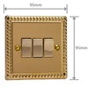 Varilight XG3D Rocker Switches Brass 3 Gang Georgian Brass