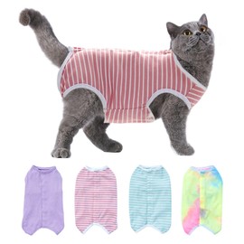 UgyDuky 4Pcs Cat Recovery Suit After Surgery Kitten Recovery Suit Breathable E-Collar Alternative Kitten Onesie Pajama Suit for Cats and Dogs Abdominal Skin Anti Licking
