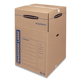 Bankers Box SmoothMove Wardrobe Boxes, 24 3/8l x 24 3/8w x 40 1/4h, Kraft, 3/Carton