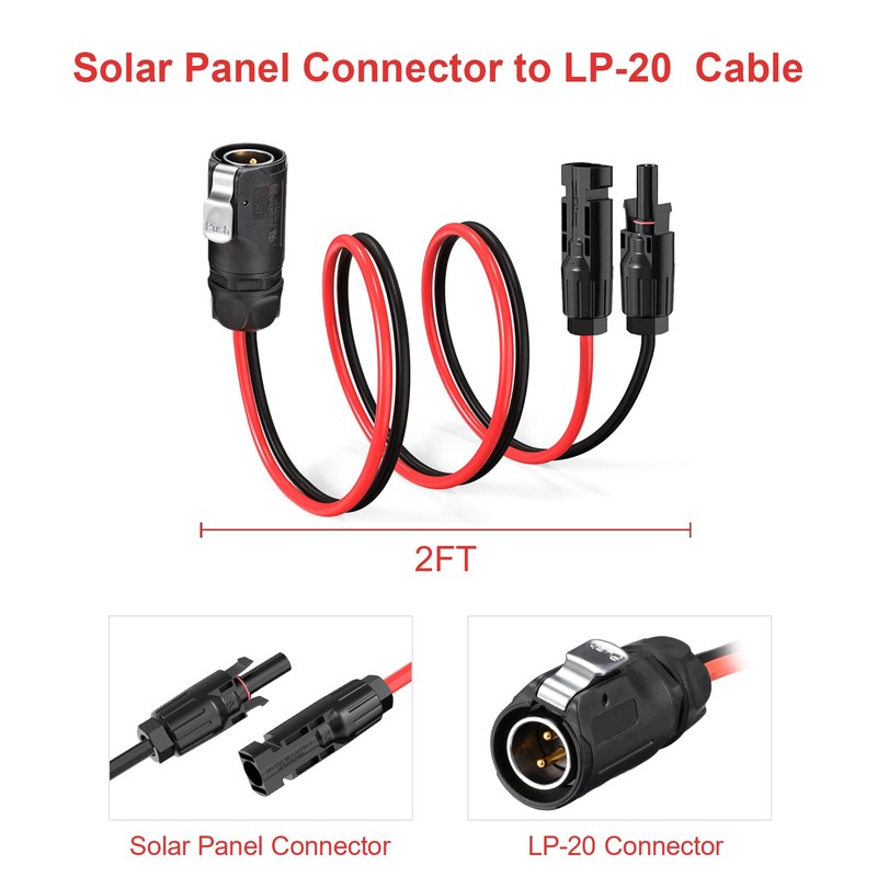 ELFCULB 10AWG 2 Pin Power Industrial Circular Connector to Solar