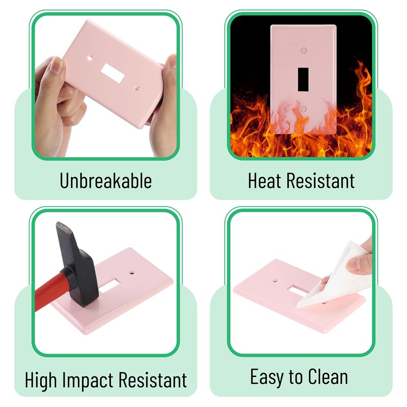 Bates- Light Switch Plates, 2 Pack, Pink Light Switch Cover