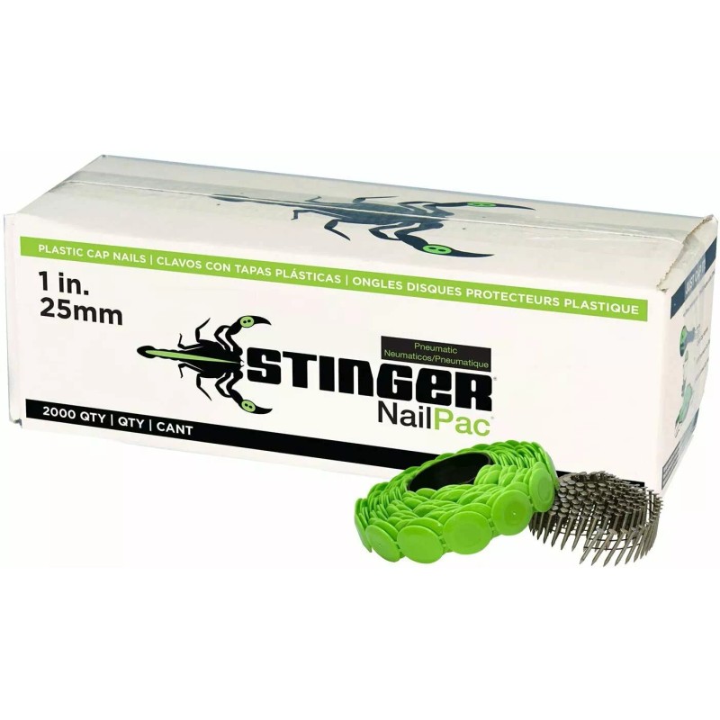 STINGER 0136260 NailPac - 1" Electro Galvanized Nails with 1"