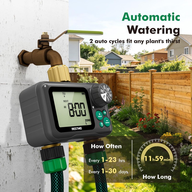 RESTMO Remote Control Brass Sprinkler Timer for Outdoor Hose Faucet