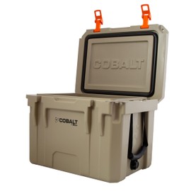 Cobalt 25 Quart Roto-Molded Super Ice Cooler | Large Ice Chest Holds Ice Up to 3 Days | (Tan)