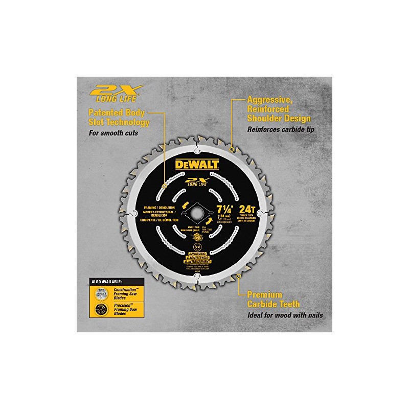 DEWALT Circular Saw Blade, 7 1/4 Inch, 24 Tooth, Wood