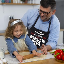 Jbniuay Dad Gift - Father's Day Gift Cooking Apron Dad Gift Apron for Dad BBQ Apron Adjustable Baking Apron Gift for Birthday, Christmas, Father's Day, black