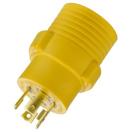 Generator Adapter Plug, L14-30P to 14-50R Generator Adapter, 30 Amp to 50Amp, Shore Power 4 Prong Twist Lock Male Plug to RV Female 4 Prong, Heavy Duty for RV EV Trailer Camper Generator Charging