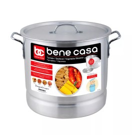 Benecasa Bene Casa Aluminum Stock Pot with Steamer Rack and Lid
