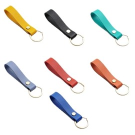 FIBOUND Pack of 7 Leather Key Fobs, Key Ring for Car Keys, Elegant Leather Key Ring with Rings, Lanyard, Leather Car Key Ring, 1