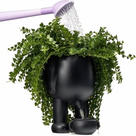 Piss Pot Planter, Funny Body Plant Pot, Novelty Peeing Planter with Drainage, Stylish for Indoor/Outdoor Succulent Plants, Funny Office Home (Black)