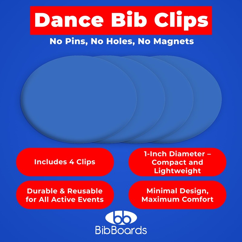 danceSNAPS Bib Clips by BibBoards - Safety Lock Fasteners for