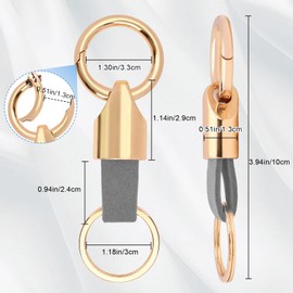 Dexspoeny 2Pcs Car KeyChain with 2 Rings, Leather Key & Zinc Alloy Chain Fob Holder, Keys Fob Accessory for Car and House, Keys Buckle Rings Clip for Men Woman (Gray+Light Brown)