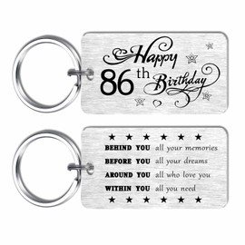 EEYU 86th Birthday Gifts for Women Men - Happy 86 Birthday Keyring for Mum Dad Female Male, 86 Decorations
