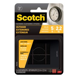 Scotch Outdoor All Weather Fastener Holds Up to 5 lbs, RFLD7021, 7/8 in x 7/8 in, Black 6 Sets of Squares