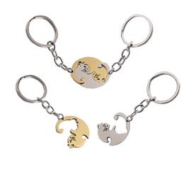 2 Pcs Cat Keychain, Matching Cute Keychain Couple Gifts, Keychain Accessories Are A Valentine's Day Gift for Him and Her (Circle G&W)