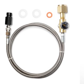 Soda Stream CO2 Cylinder Refill Adapter Hose Kit With Pressure Gauge, 60in CGA320 to TR21-4 Soda Maker Machine CO2 Tank Soda Stream Adapter with Stainless Steel Hose & Exhaust Valve