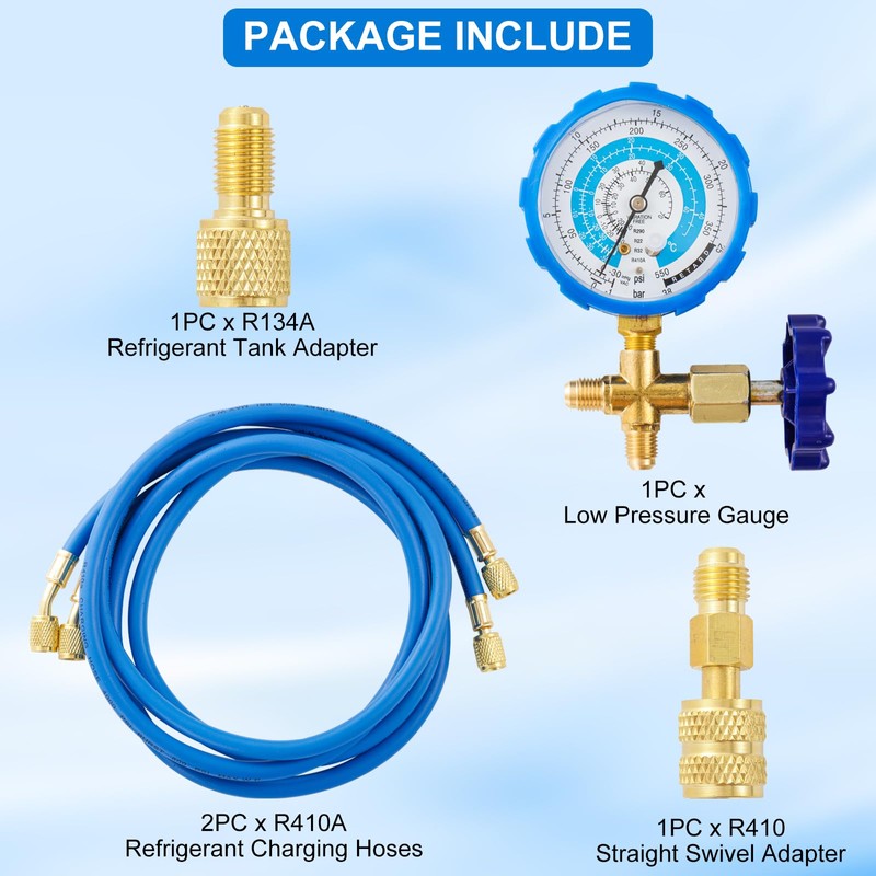 R410A Recharge Kit AC Charging Hose, R410A Manifold Gauge Set