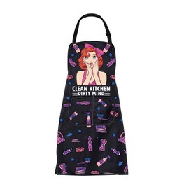 ENSIANTH Clean Kitchen Apron with Pockets Funny Clean Kitchen Dirty Ghost Gifts for Cleaning Lovers Apron Kitchen Cleaning Gifts, 2487 Clean Kitchen Apron