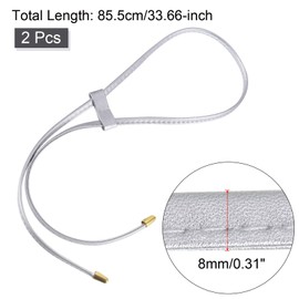 uxcell PU Leather Drawstring, 2Pcs 85.5cm/33.7" Detachable Pull String Purse Strap Bunches Pocket Accessories for Bucket Bag Shoulder Bag (Silver)