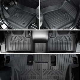 JOULARISE Floor Mats Cargo Mat Backrest Mats for 2016-2024 2025 Dodge Durango 6 Seats Accessories, All Weather TPE Cargo Liner Trunk Mat Seat Back Cover GT RT CITADEL SRT 392 HELLCAT(Full Set 6 Seats)