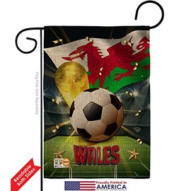 World Cup Wales Burlap Garden House Flags Set Sports Soccer Game Goal Ball Football Entertainment Activity Physical Small Decorative Gift Yard Banner Double-Sided Made In USA 28 X 40