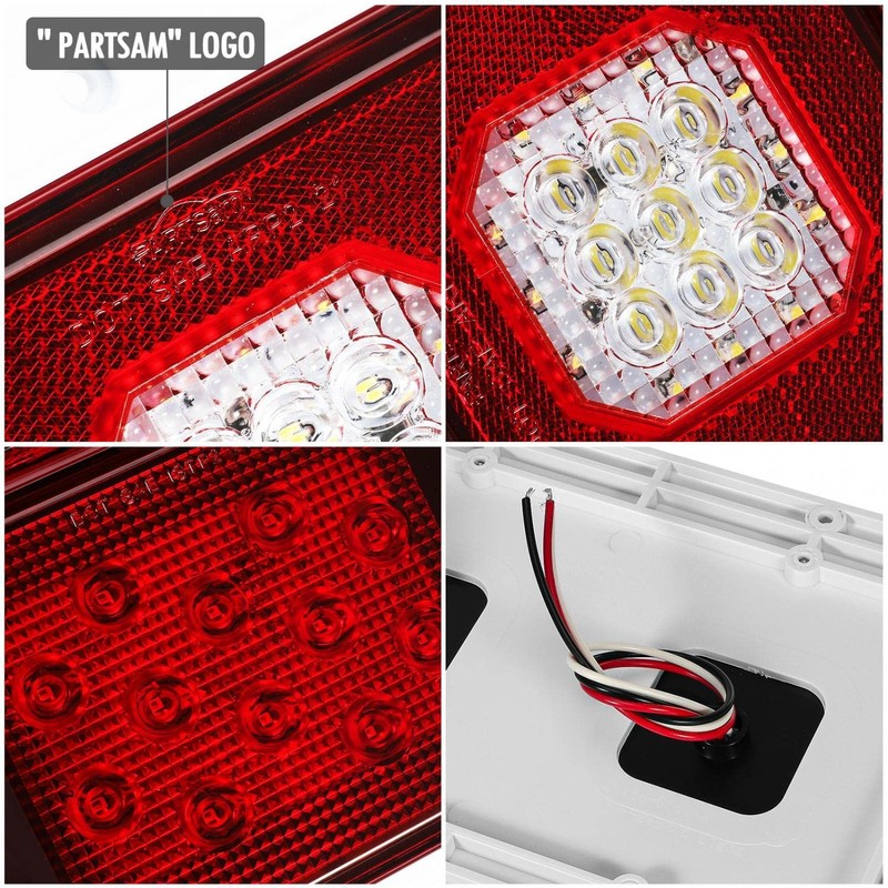Partsam 2x Horizontal Mount Dual Stop Turn Tail Backup Reverse