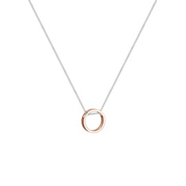 Elli Women Circle Geo Bi-Color 925 Silver Rose Gold Plated Necklace of Length 45cm 0103140917_45