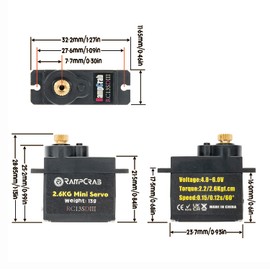 RampCrab Steering Servo with Servo Horn for AX24 SCX24 RC Car, Upgrade Parts for Axial SCX24, AX24, Red Horn, 2 Sets