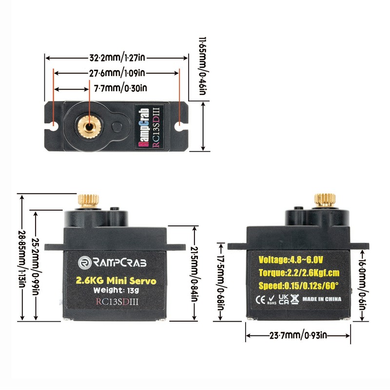 RampCrab Steering Servo with Servo Horn for AX24 SCX24 RC