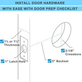 5" Backset Entry Door Latch Fits 19/64" (7.6mm) Square Interface Knobset, Square Corner Faceplate, Non-Handed, Satin Nickel