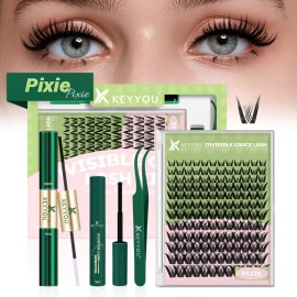 Kit De Extensiones De Pestañas Pixie Raíces Invisibles 10-16 Espesor 0.07 mm Largo 1.6 cm Tipo de curvatura D
