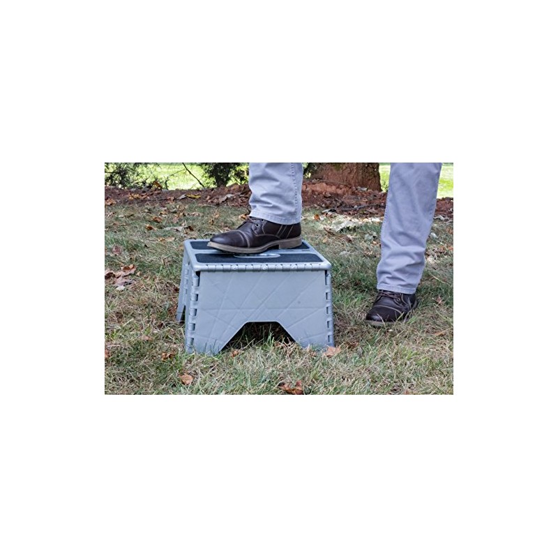 Camco 43635 Plastic Folding Step Stool with Non-Skid - Silver