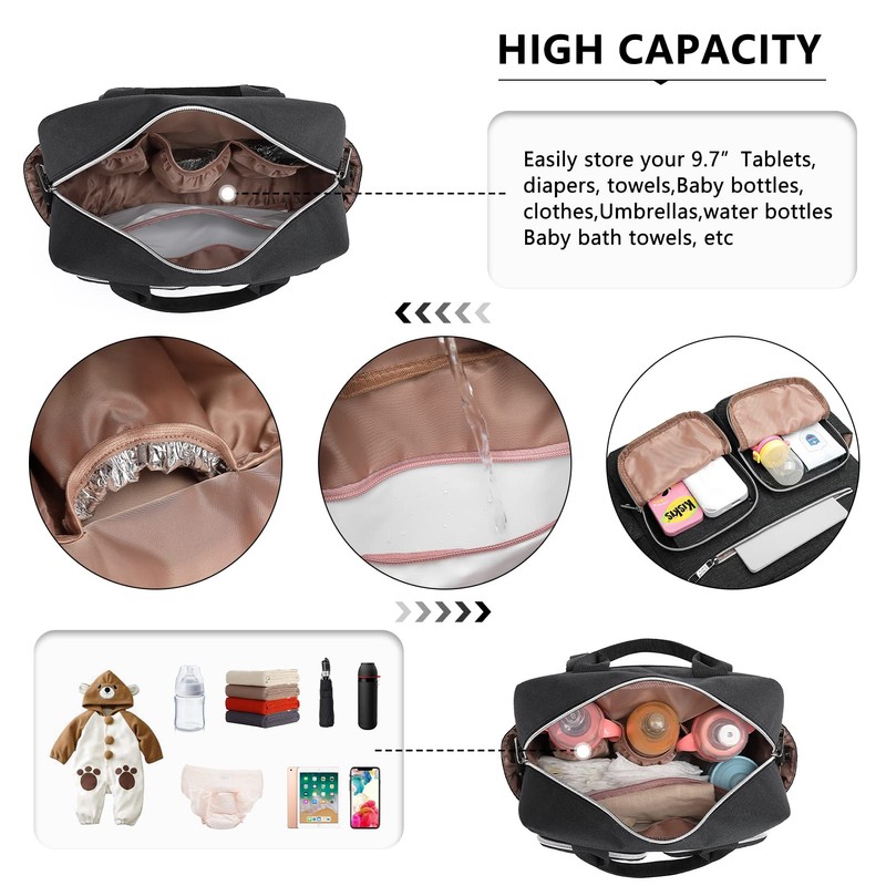 Kono Baby Changing Bag Weekender Travel Nappy Tote for Mom
