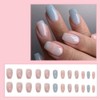 24Pcs Square Fake Nails, Blue White Gradient Detachable Acrylic Full