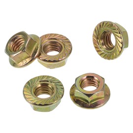 HOPESPANNER 5 Pcs M6 Car Flange Nuts Carbon Steel Concave and Convex Hex Lock Flange Nuts Non-Slip Lock Flange Color Zinc for Car Motorcycle
