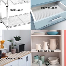 Shelf Liners for Kitchen Cabinets 16 Inch X 20 Ft Non Adhesive Cabinet Drawer Liner for Shelves Washable Cupboard Liner for Dresser Non Slip Waterproof Refrigerator Cabinet Pantry Bathroom Drawer Mat