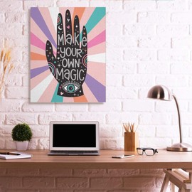 Stupell Industries Make Your Own Magic Phrase Colorful Pink Stripes Canvas Ilis Avilés Wall Art, 36 x 48