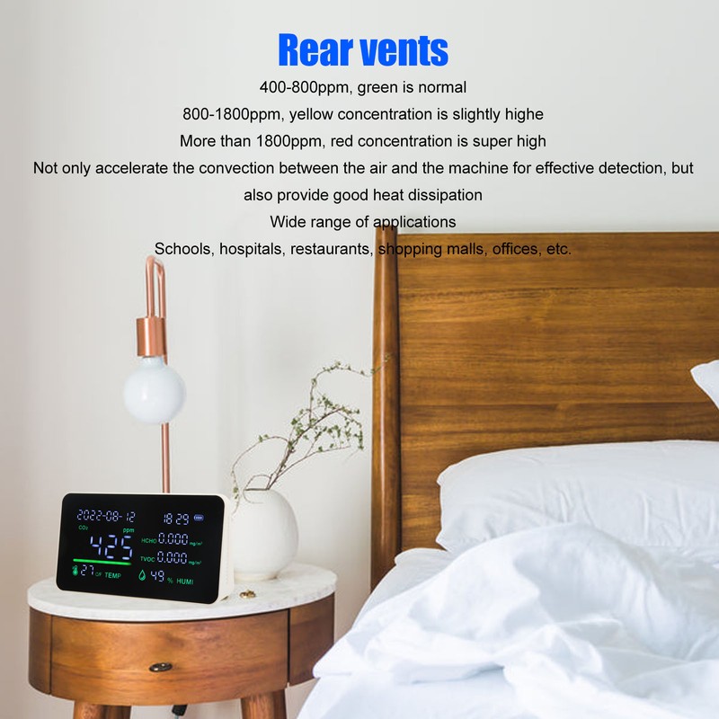 Air Quality Monitor CO2 Detector USB Charging Carbon Dioxide HCHO