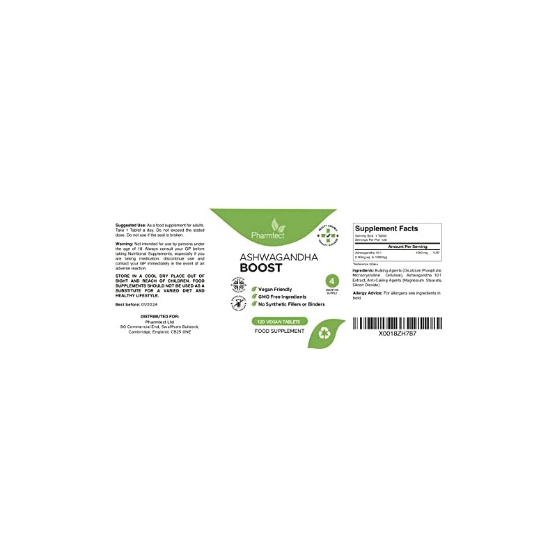 Pharmtect Ashwagandha Boost 1000mg - Pure Ashwagandha Root Supplement -